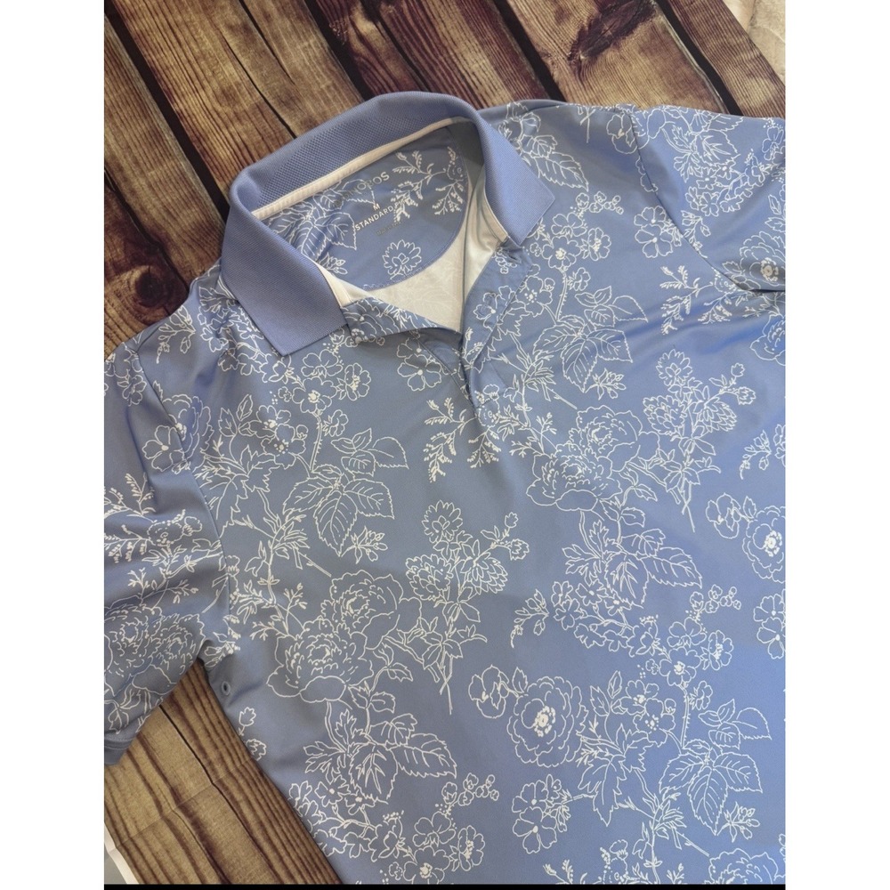 Bonobos Golf Men's M Blue/White Floral Short Sleeve Standard Fit Collared Polo